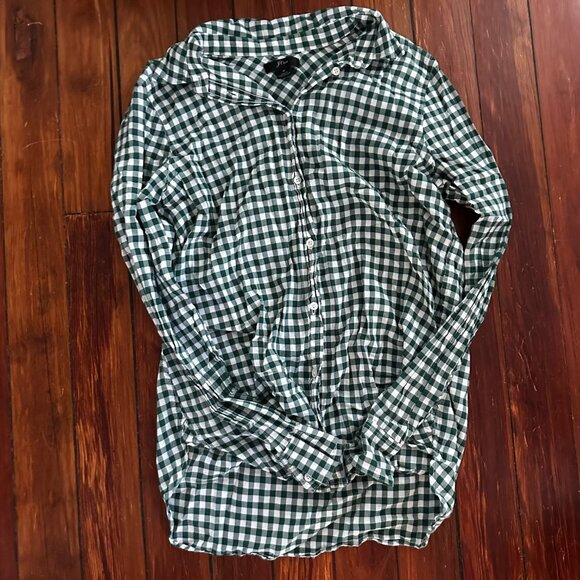 J. Crew Classic-fit boy shirt in crinkle gingham green - Picture 2 of 4